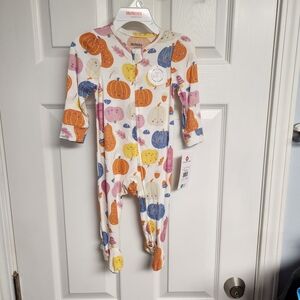 Huggies Pumpkin Print Kids Footie - Orange and Pink